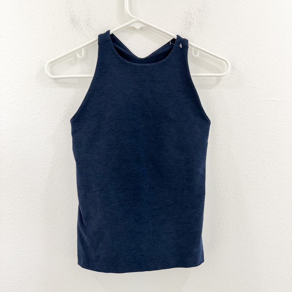Beyond Yoga Navy Old Money Spacedye Racerback Tank Top Blue S
